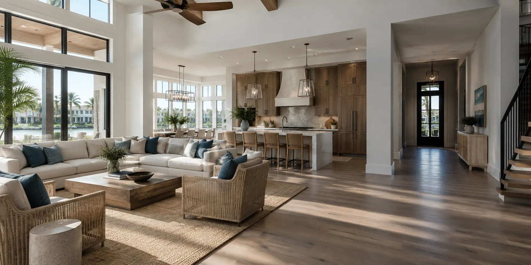 Pristine coastal custom-home interior ready for handoff